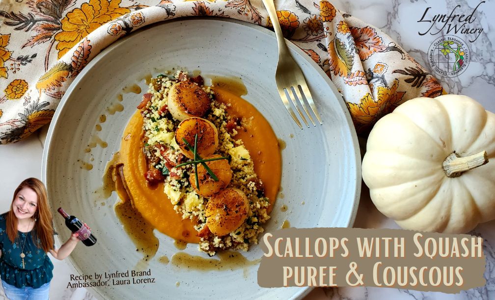 Scallops with Butternut Squash Puree & a Fall Couscous Salad